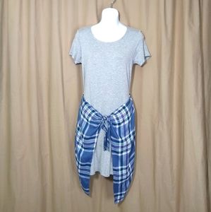 Love Fire jersey knit flannel tired waist short sleeve t shirt dress
